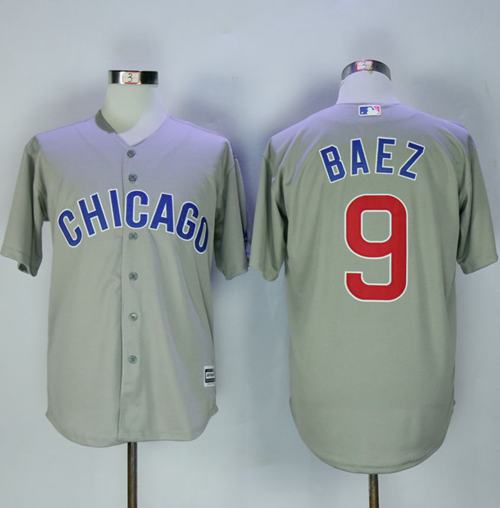Cubs #9 Javier Baez Grey New Cool Base Stitched MLB Jersey - Click Image to Close